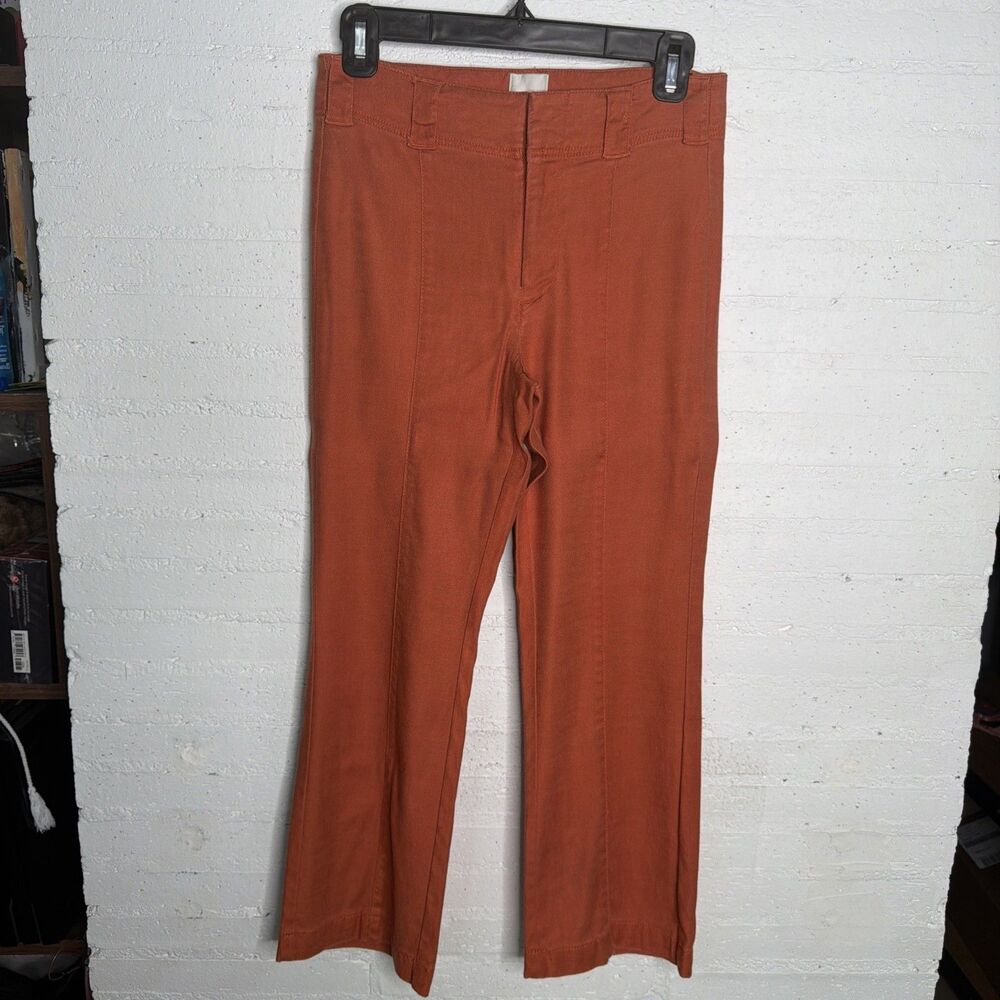 Anthropologie Maeve Linen Blend Crop Pants 25 Boho Elevated Casual Culottes
